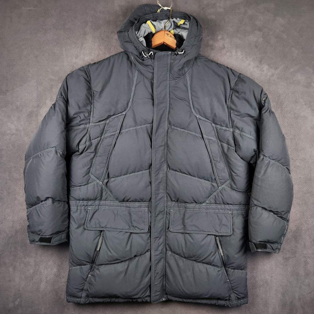 Vintage Nike Puffer Jacket‎ Mens Large Gray Heavy Duck Down Hooded Parka H6QVE